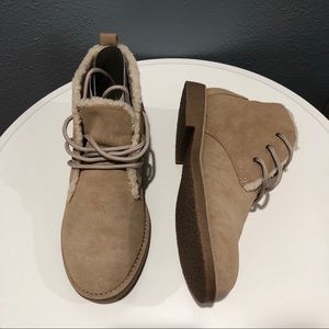natural sueded sand booties in perfect condition!
